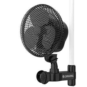 CANNABMALL Clip On Fan for Grow Tents 6 Inch Oscillating Fan with Adjustable Grip Clip and 2-Speed Options, Strong Airflow, Humidity Resistant Motor, Quiet Hydroponics Circulation Cooling (Black)