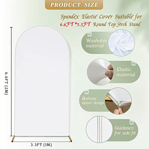 Spandex Fitted Arch Backdrop Cover Chiara Backdrop Cover,2-Sided Wedding Arch Cover for Wedding Ceremony Birthday Party Baby Shower Banquet Decoration (3.3 x 6.6 ft, White)