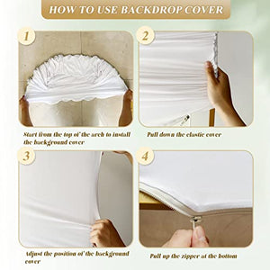 Spandex Fitted Arch Backdrop Cover Chiara Backdrop Cover,2-Sided Wedding Arch Cover for Wedding Ceremony Birthday Party Baby Shower Banquet Decoration (3.3 x 6.6 ft, White)