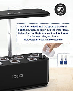 iDOO Hydroponics Growing System, 7Pods Mini Herb Garden with Pump System, Germination Kit with LED Light, Automatic Timer, Height Adjustable (No Seed)