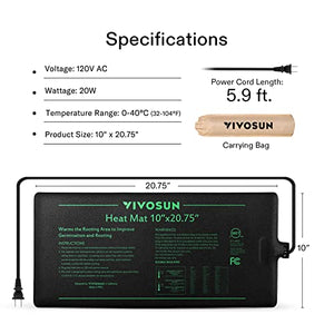 VIVOSUN 10"x 20.75" Seedling Heat Mat and Digital Thermostat Combo Set, UL & MET-Certified Warm Hydroponic Heating Pad for Germination, Indoor Gardening, Greenhouse