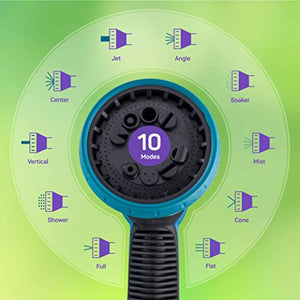 Hose Nozzle [Blue] Heavy Duty Sprayer With 10 Adjustable Watering Patterns - Thumb Control Design, Comfortable Ergonomic Grip, Garden for Plants & Lawns. Fun Showers/Cleaning