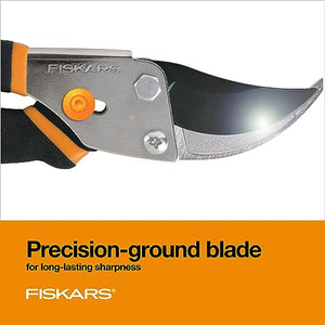 Fiskars Bypass Pruning Shears 5/8” Garden Clippers - Plant Cutting Scissors with Sharp Precision-Ground Steel Blade