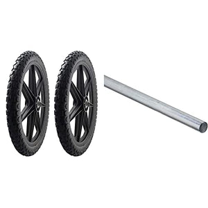 2 Pack -Marathon 92010 Flat Free 20" Replacement Tire Assembly for Rubbermaid Big Wheel Carts, Black & National Hardware N179-812 4005BC Smooth Rod in Zinc Plated,5/8" x 36"