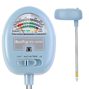 【Upgraded 】 4-in-1 Soil Moisture Meter, Soil Ph Meter, Soil Tester for Moisture, Light,Nutrients, pH,Soil Ph Test Kit, Great for Garden, Lawn, Farm, Indoor & Outdoor Use ，No Battery Required（Blue)