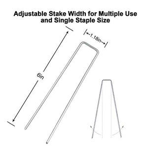 Petgrow 6 Inch Garden Stakes Galvanized Landscape Staples,U-Type Turf Staples for Artificial Grass, Rust Proof Sod Pins Stakes for Securing Fences Weed Barrier, Outdoor Wires Cords Tents Tarps