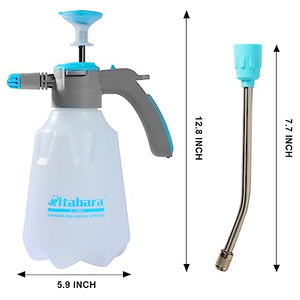 Kitahara 0.5 Gallon Handheld Pump Sprayer, 2L Pressure Garden Sprayer, 68 oz Lawn & Garden Water Spray Bottle with Pressure Relief Valve Adjustable Nozzle, for Yard Weeds Plant and Cleaning