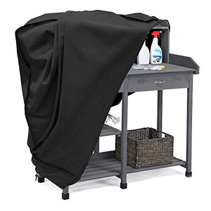 Garden Potting Bench Table Cover, Waterproof Protective Wooden Workstation Table Cover 420D Oxford Outdoor Potting Bench Table Cover 45" L X 20" W X 50" H Black(Only Cover)