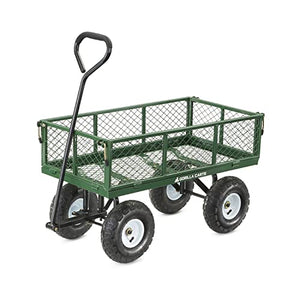 Gorilla Carts GOR400-COM Steel Garden Cart, Steel Mesh Removable Sides, 3 cu ft, 400 lb Capacity, Green