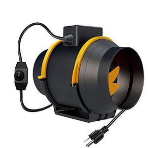 4inch Inline Duct Fan, FanGoFast 100mm 117CFM Grow Tent Fan w/Speed Dimmer US Cord for Hydroponics(Small Tent), HAVC Ventilation