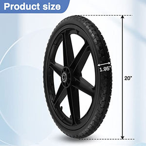 20x1.95" Flat Free Cart Wheels Compatible with rubbermaid Wheelbarrow Wheels, 20" Flat Free Tires with 5/8" Bearing Replacement for rubbermaid Cart Wheels/Big Wheel Utility Carts/Lawn Carts-2PCS