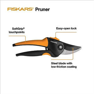 Fiskars SoftGrip Bypass Pruner 5/8" Tree and Branch Cutter - Bypass Pruning Shears and Garden Clippers with Sharp Precision-Ground Steel Blade