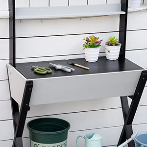 Outsunny Garden Potting Bench Table with Hidden Storage Box, Wood Outdoor Work Station with Open Top and Lower Shelf