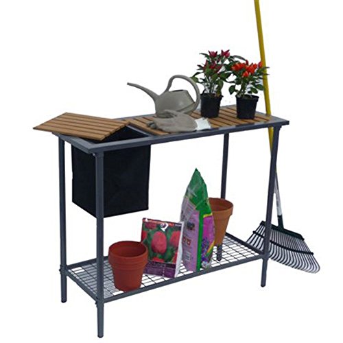 Potting Bench - Weatherguard Garden and Greenhouse Workbench Portable Gardening Center - Features removable trimmings bin and adjustable shelf (39"W x 32"H x 15"D)