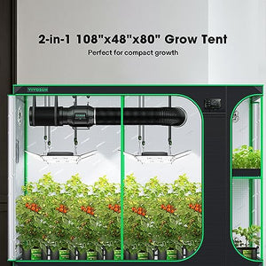 VIVOSUN D948 2-in-1 9x4 Grow Tent, 108"x48"x80" High Reflective Mylar with Multi-Chamber and Floor Tray for Hydroponic Indoor Plant