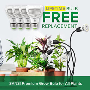 SANSI LED Grow Lights for Indoor Plants, 600W Full Spectrum Gooseneck clamp Grow Lamp, 40W Power Plant Light with High PPFD for Seeding, Lifetime Free Bulb Replacement Plant Lights for Indoor Plants