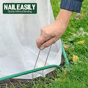 TiTifield Landscape Staples 4 Inch 50 Pack 12 Gauge, Garden Staples Galvanized Ground Stakes Anti-Rust Landscape Fabric Staples Garden Stakes for Irrigation Tubing, Fence, Weed Barrier, Ground Cover