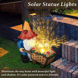 Grovind Garden Gnomes Outdoor Decorations Solar Gnomes Garden Statues, Garden Gnome Decor Holding Magic Orb with LED Lights, Gnomes Outdoor Clearance for Garden Patio Lawn Decor Gnome Gift