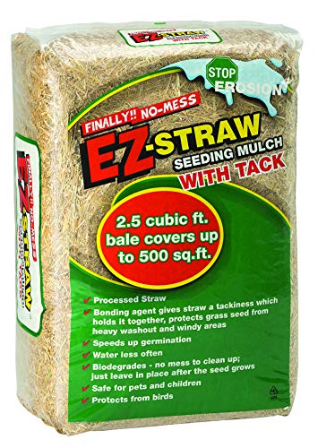 EZ-Straw Seeding Mulch with Tackifier - Biodegradable Processed Straw a 2.5 CU FT Bale (Covers up to 500 sq. ft.)