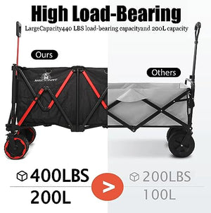Wagon Cart, Wagons Carts Foldable, Beach Wagon for Sand, 200L Large Wagons Carts Heavy Duty Foldable, Adjustable Handle, Beach Cart Wagon Big Wheels for Sand. Perfect for Camping, Shopping.
