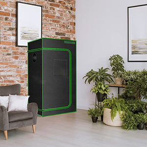 MELONFARM 2x2 Grow Tent, 24"x24"x48'' High Reflective 600D Diamond Mylar Canvas with Observation Window and Floor Tray for Hydroponic Indoor Plant Growing