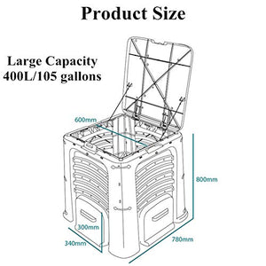 Large Composting Tumbler, 115 Gallon Farm Composter, Oversized Outdoor Trash Can, Big Yard Waste Bins with Multi Vent, Garden Compost Bin with 4 Door