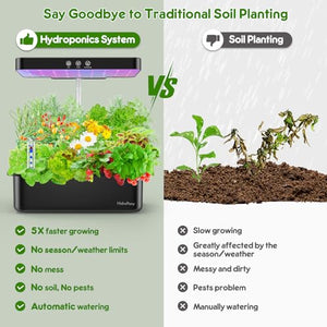 Hydroponics Growing System 12 Pods, 304 Stainless Steel Indoor Garden Kit for Herbs & Vegetables, 6L Large Tank, LED Grow Light, Auto Timer, Ideal for Family Gardening