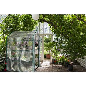 Greenhouse - Walk in Greenhouse with 8 Sturdy Shelves and PVC Cover for Indoor or Outdoor Use - 56 x 56 x 76-Inch Green House by Home-Complete