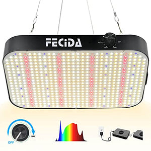 FECiDA 2023 Best LED Grow Lights for Indoor Plants Full Spectrum, Seed Starting Seedlings Vegetable Pepper Hanging Growing Lamps, Daisy Chain Function, Quiet Built-In Fan, Dimmable, 600W