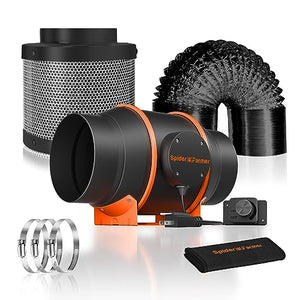 Spider Farmer 2023 update 6 Inch Inline Fan and Carbon Filter Combo, Exhaust Fan with Speed Humidity Controller Hydroponics Grow Tent Ventilation Kit for Heating Cooling Grow Tents, Hydroponics