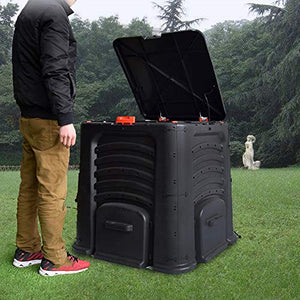 Large Composting Tumbler, 115 Gallon Farm Composter, Oversized Outdoor Trash Can, Big Yard Waste Bins with Multi Vent, Garden Compost Bin with 4 Door