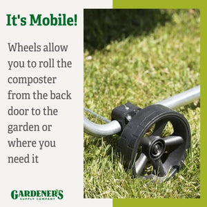 Gardener's Supply Company - Compost Tumbler with Wheels - Heavy Duty Dual Rotating Batch Outdoor Organic Compost Bin Tumbling Mixer Composter - Holds 3 Cubic Ft of Kitchen Waste & Garden Clippings