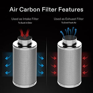 VIVOSUN 4 Inch Air Carbon Filter Smellines Control with Australia Virgin Charcoal for Inline Duct Fan, Grow Tent, Pre-filter Included, Reversible Flange 4" x 14"