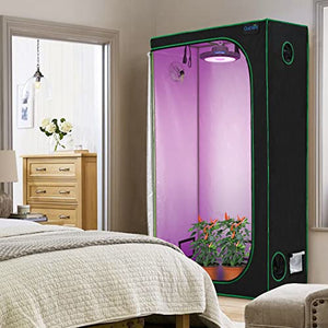 Quictent Approved 48"x24"x72" Reflective Mylar Hydroponic Grow Tent with Heavy Duty Anti-Burst Zipper and Floor Tray for Indoor Plant Growing 4’x2’