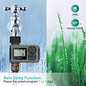 Outdoor Garden Hose Faucet Timers, Programmable Water Sprinkler Timer with Rain Delay/Manual/Automatic Drip Irrigation and Lawn Watering System for Yard , 1 Outlet