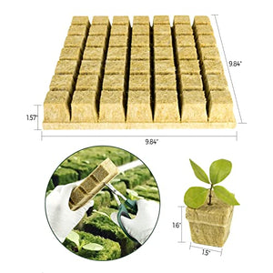 SKINNYBUNNY Rockwool Cubes 1.5 inch, Rock Wool Planting Cubes with Holes, Rockwool Cubes for Hydroponics, Perfect for Soilless Culture and Transplanting, 2 Sheets of 98 Cubes