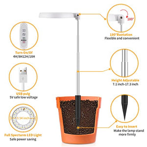 GooingTop LED Grow Light, Halo Plant Lamp for Indoor Plants Growing, White Low Light for Succulents Mini Small Plants Growth,Upgrade Timer 4/8/12/18 Hrs & Variable Spectrum