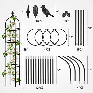 Garden Obelisk Trellis for Climbing Plants Outdoor 6 Ft Rose Bush Round Trellis for Pots Rustproof Metal Plant Flower Trellises for Clematis Vine Jasmine Support Outdoor Indoor