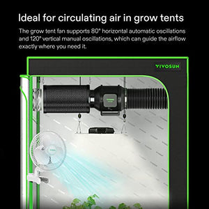 VIVOSUN AeroWave A6 Grow Tent Clip Fan, Patented Portable Auto Oscillating Fan 6” with 2-Speed, Strong Airflow but Low Noise, and Fully-Adjustable Tilt for Hydroponic Ventilation, White