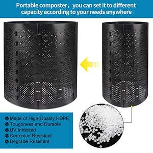 Outdoor Compost bin, Large Capacity, Expandable Outdoor composter, Create Fertile Soil Quickly, Easy to Assemble