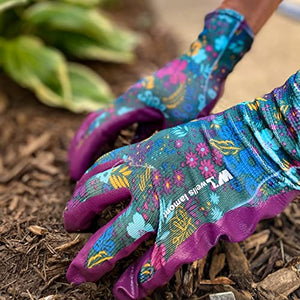 Wells Lamont Women's Botanical Print Nitrile Coated Work and Gardening Gloves, Medium (497M)