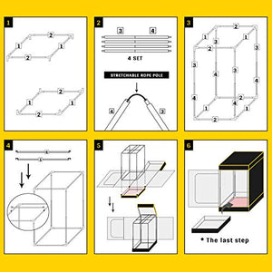 VTH 24"x24"x48" Hydroponic Mylar Water-Resister Grow Tent Reflective Garden Growing Dark Room with Observation Window, Removable Floor Tray and Tool Bag for Indoor Plant Growing 5x5 3.3x3.3 4x2 2x2
