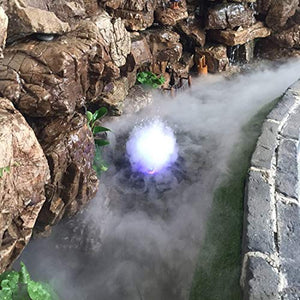 AGPtek Pond Garden Indoor Outdoor Fountain Accessories Fog Machine Atomizer Air Humidifier, 400mL/H Aluminum Original Mini Mist Maker Fogger with 12 LED Lights Water