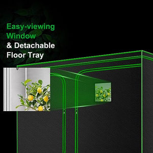 MELONFARM 4x8 Grow Tent, 96"x48"x80'' High Reflective 600D Diamond Mylar Canvas with Observation Window and Floor Tray for Hydroponic Indoor Plant Growing