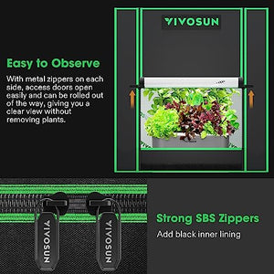 VIVOSUN Small Grow Tent for Aerogarden, Hydroponics Growing System, 20”x14”x21” Highly Reflective Mylar Indoor Grow Tent with Sealed Bottom Design, Ventilation Window and Cable Hole Port