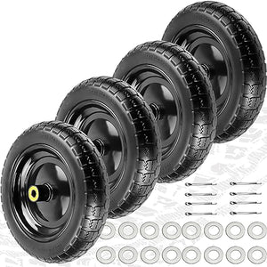 Upgraded 13" Flat Free Wheels Replacement for GOR Garden Cart Tires and Wheels, 4.00-6 Solid Tires and Wheels with 5/8"Bearings, 13" No Flat Wheels for GOR Garden Carts/Hand Trucks/Garden Carts-4PCS