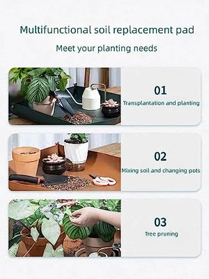 Oraony Potting Tray with Tools Repotting Mat for Indoor Plants, Foldable & Waterproof Plant Potting Mat Portable Gardening Mat Soil Mat Mess Control Mat for Bonsai Tool Unique Gifts for Plant Lovers