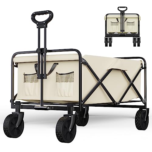 DreamQuest Wagon, Wagon Cart with Wheels Foldable,Load 260lbs Collapsible Folding Outdoor Utility Wagon Garden Carts for Transporting Heavy Loads, Shopping and Camping