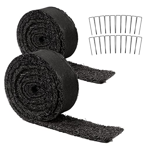 Harmiden 2 Pack Rubber Mulch for Landscaping Recycled Rubber Mulch Mat Roll Black Permanent Rubber Mulch Edging Border 120” x 4.5”
