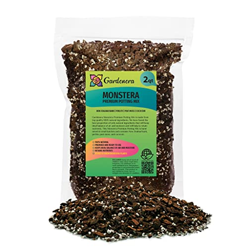 Gardenera Premium Monstera Potting Soil - Quick Drain Potting Soil for Growing and Repotting Monstera Deliciosa/Swiss Cheese Plant - 2 Quart Bag